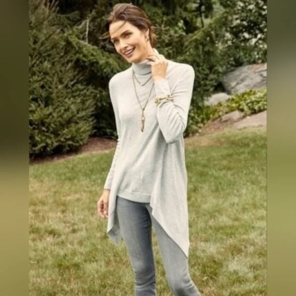 Chico's Turtleneck Sweater Featherweight Layering Tunic Frost Gray - Picture 4 of 7